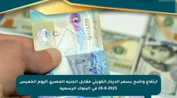 ارتفاع واضح بسعر الدينار الكويتي مقابل الجنيه المصري اليوم الخميس 28-8-2025 في البنوك الرسمية
